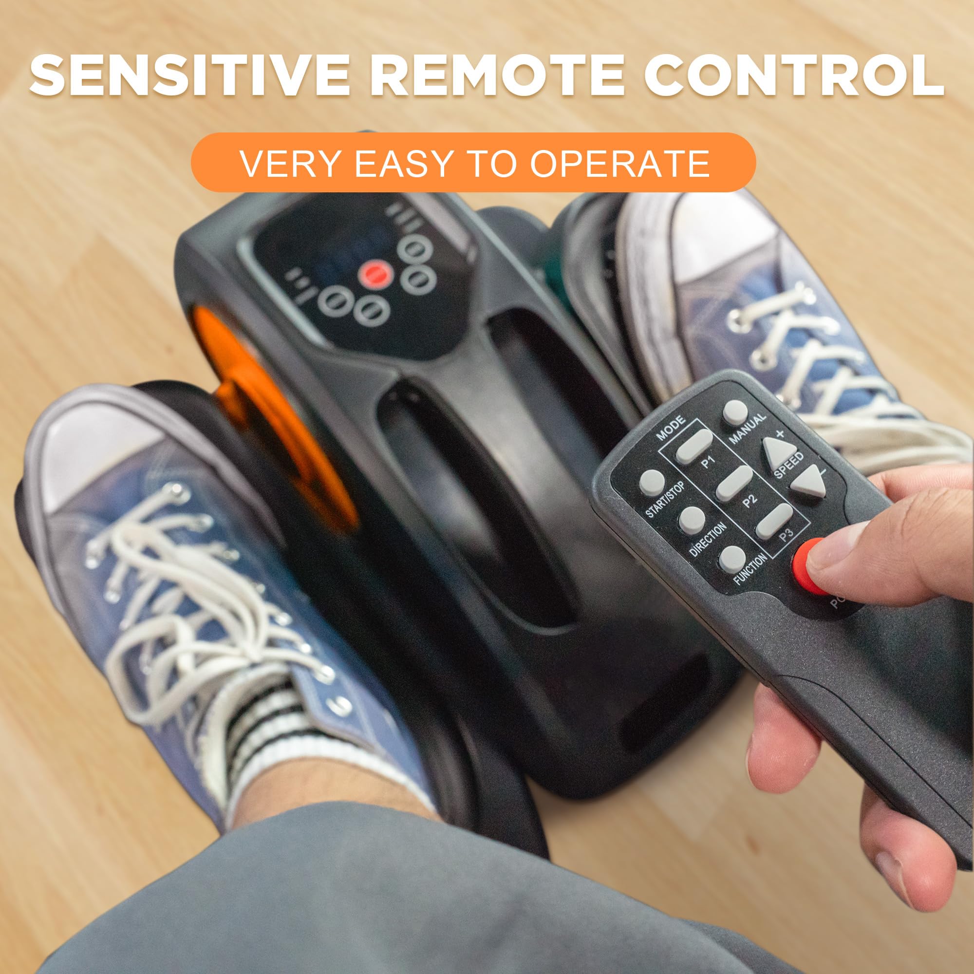 Under Desk Elliptical Machine - Electric Foot Pedal Exerciser with Remote Control | Compact & Portable Seated Elliptical Trainer for Home & Office | Perfect for Work from Home, Watching TV or Rehab Therapy