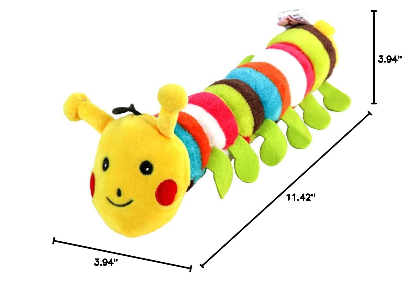 POPETPOP Puppy Teething Toy - Plush Chew Toy for Puppies & Cats - Squeaky Caterpillar for Playtime