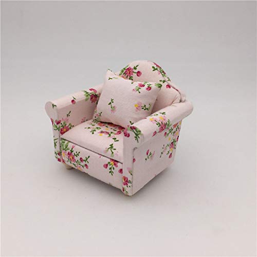 Handmade 1/12 Scale Miniature Dollhouse Furniture - Birch Wood & Fabric Sofa Set with Back Cushions | Perfect for Dollhouse Decor, Model Displays & Collectors
