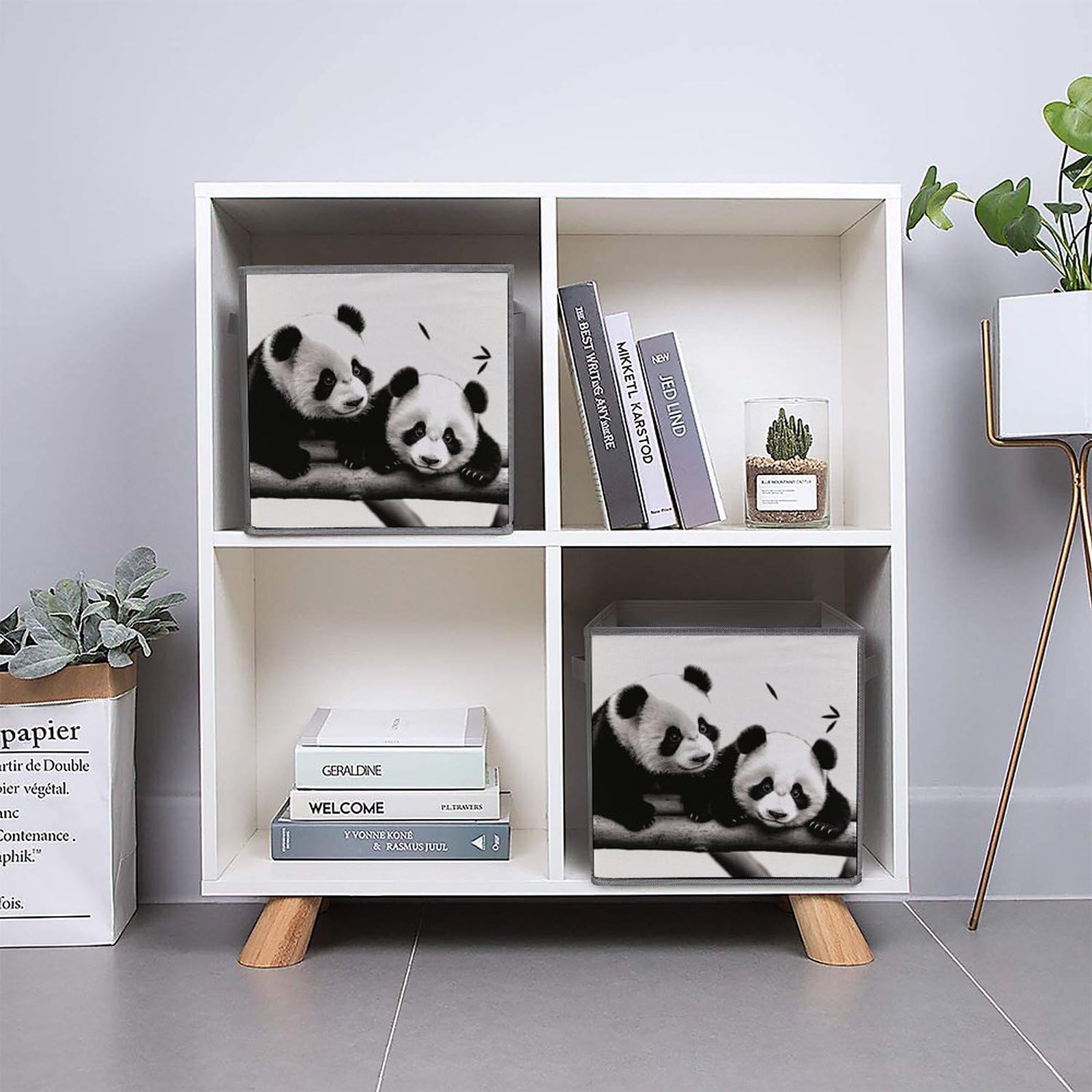 Cute Panda Printed Storage Baskets with Handles - 2 Pack Organizer Boxes for Bedroom, Closet & Living Room | Perfect for Toys, Blankets & Home Organization
