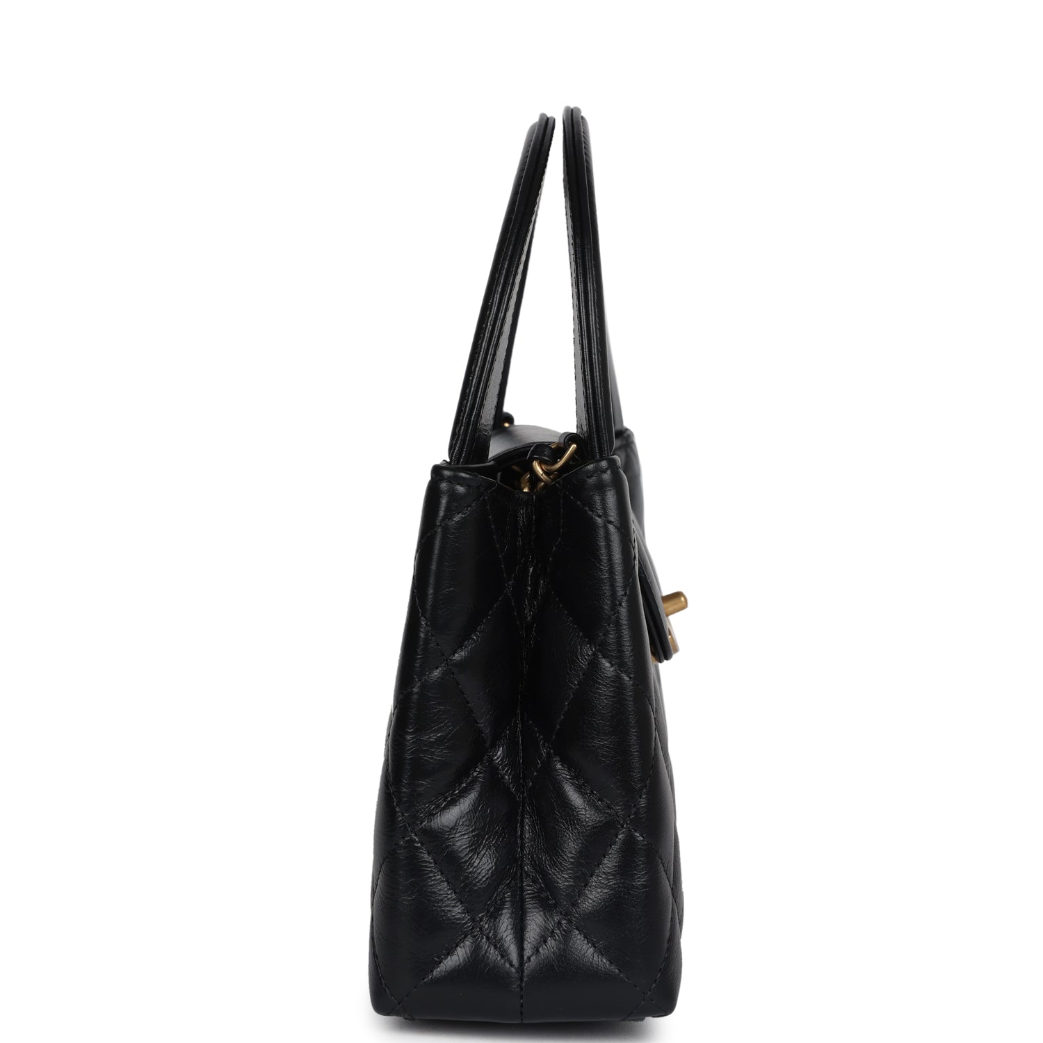 Chanel Small Kelly Shopper Bag in Black Shiny Aged Calfskin with Brushed Gold Hardware - Luxury Crossbody Bag for Women, Perfect for Evening Events & Date Nights