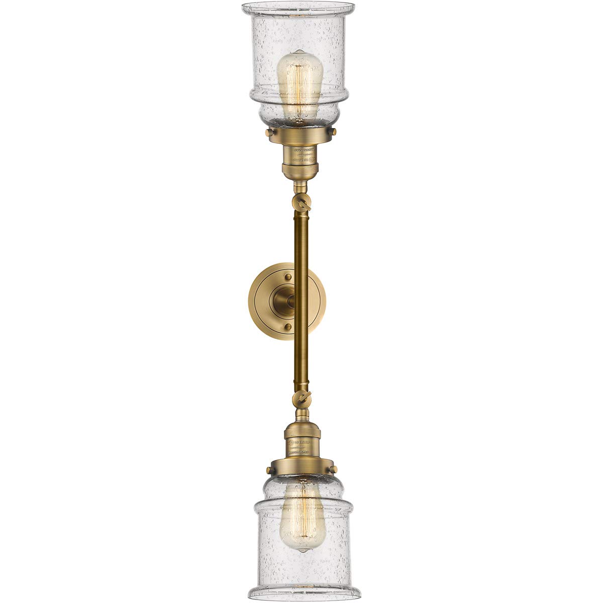 Innovations 208-BB-G184-LED 2-Light Vintage Style Dimmable LED Bathroom Vanity Light Fixture in Brushed Brass Finish - Perfect for Bathroom, Powder Room and Dressing Area Lighting