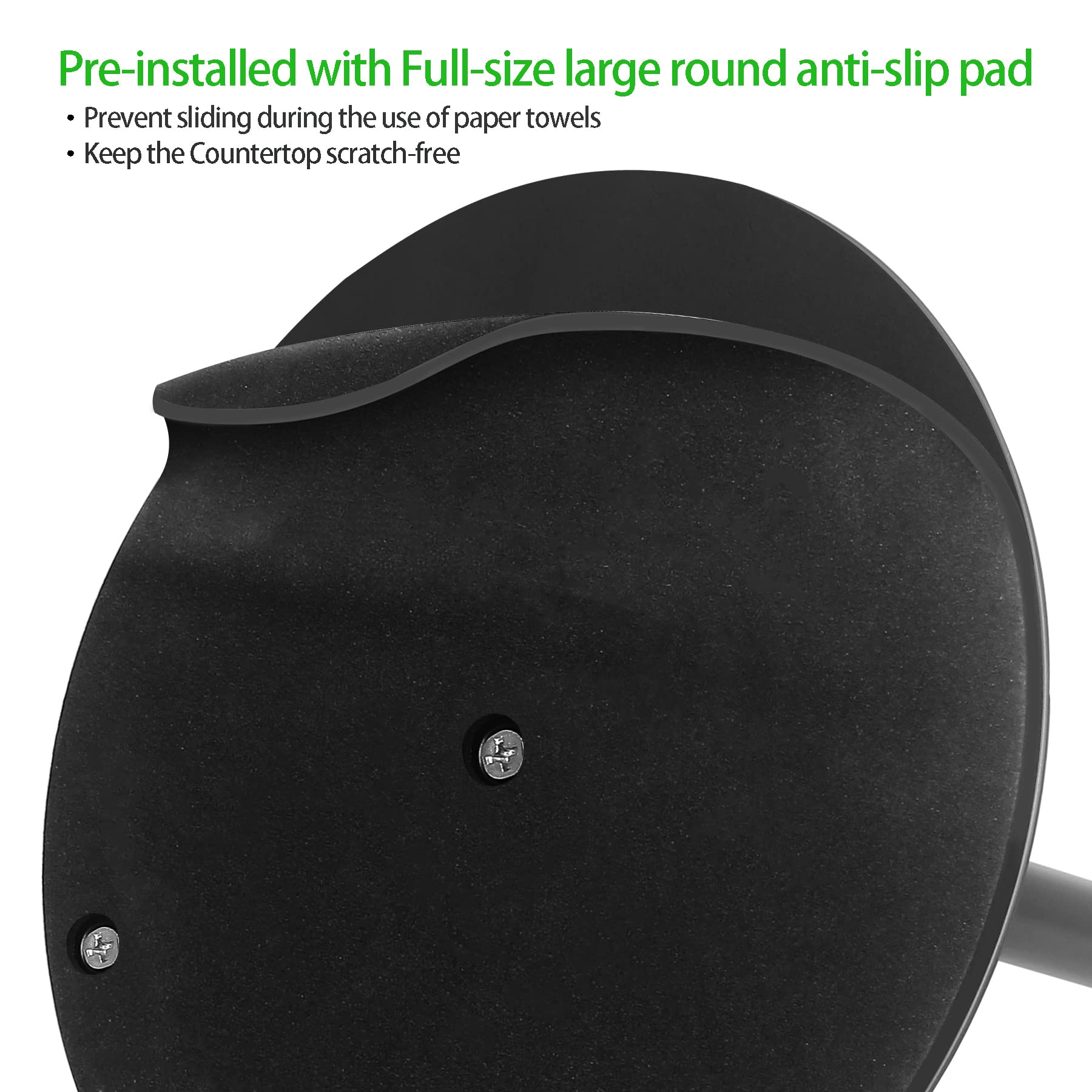OBODING Black Stainless Steel Paper Towel Holder for Kitchen & Bathroom - Countertop Stand Fits Standard & Large Rolls (Matte Black) - Perfect for Home, Office, and Restaurant Organization