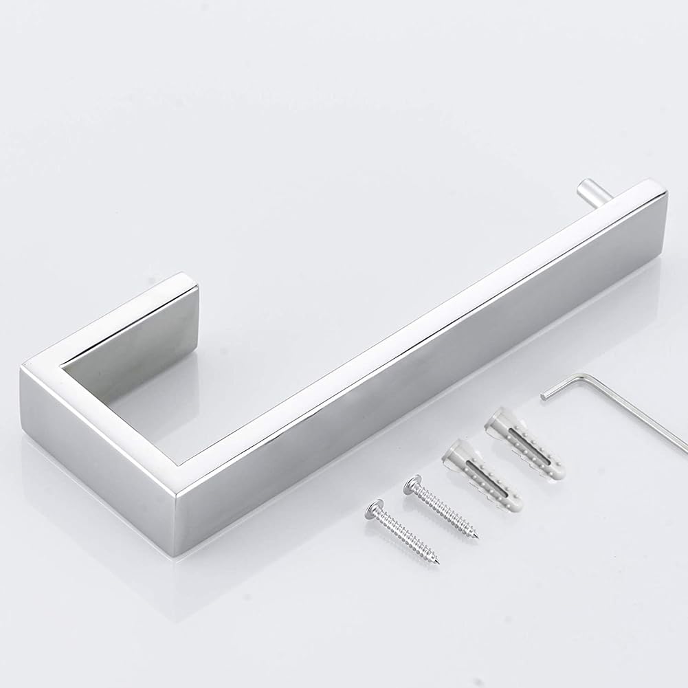 Stainless Steel Chrome Towel Ring Holder - Modern Square Bathroom Towel Bar, Wall Mounted Polished Chrome for Hand & Kitchen Towels | Durable SUS 304 for Bathroom, Kitchen & Laundry Room Organization