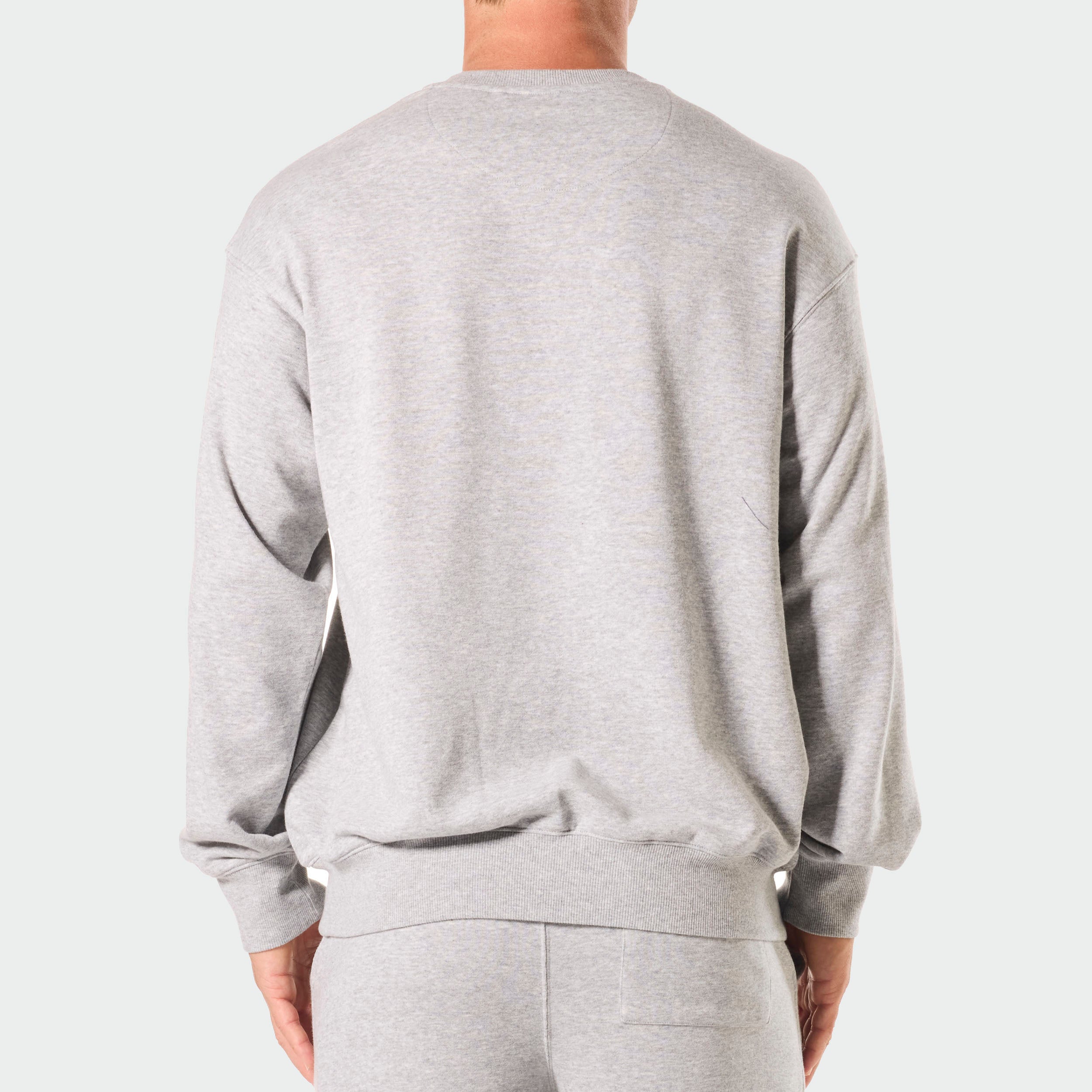 Men's Lightweight French Terry Cotton Sweatshirt - Light Grey Marle | Comfortable Casual Pullover for Everyday Wear & Lounge