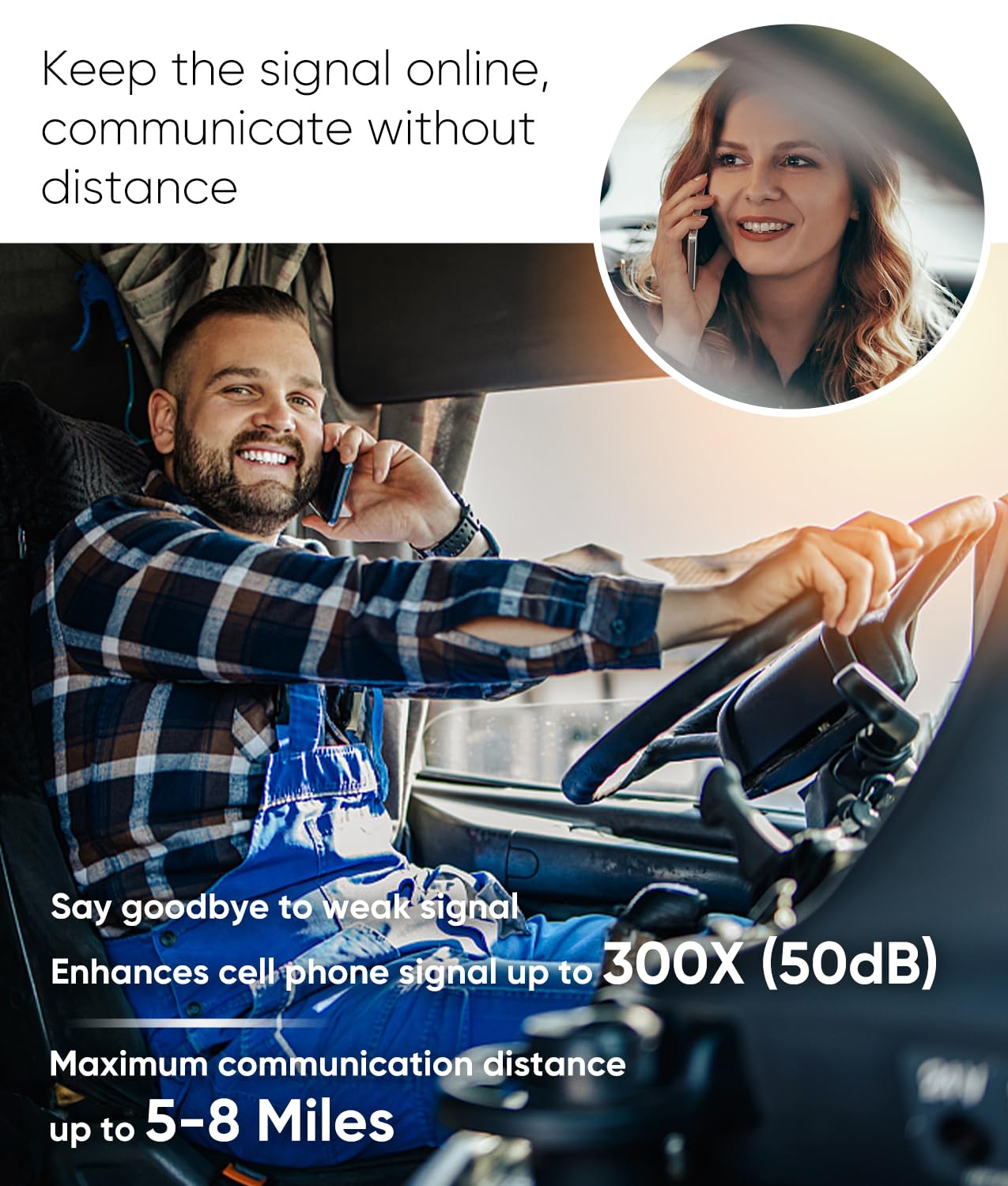 Truck & RV Cell Phone Signal Booster - 5G/4G LTE/3G Compatible with AT&T, Verizon, T-Mobile (Bands 4/66/12/13/17/5/2/25) | Enhanced Mobile Coverage for Road Trips & Remote Areas