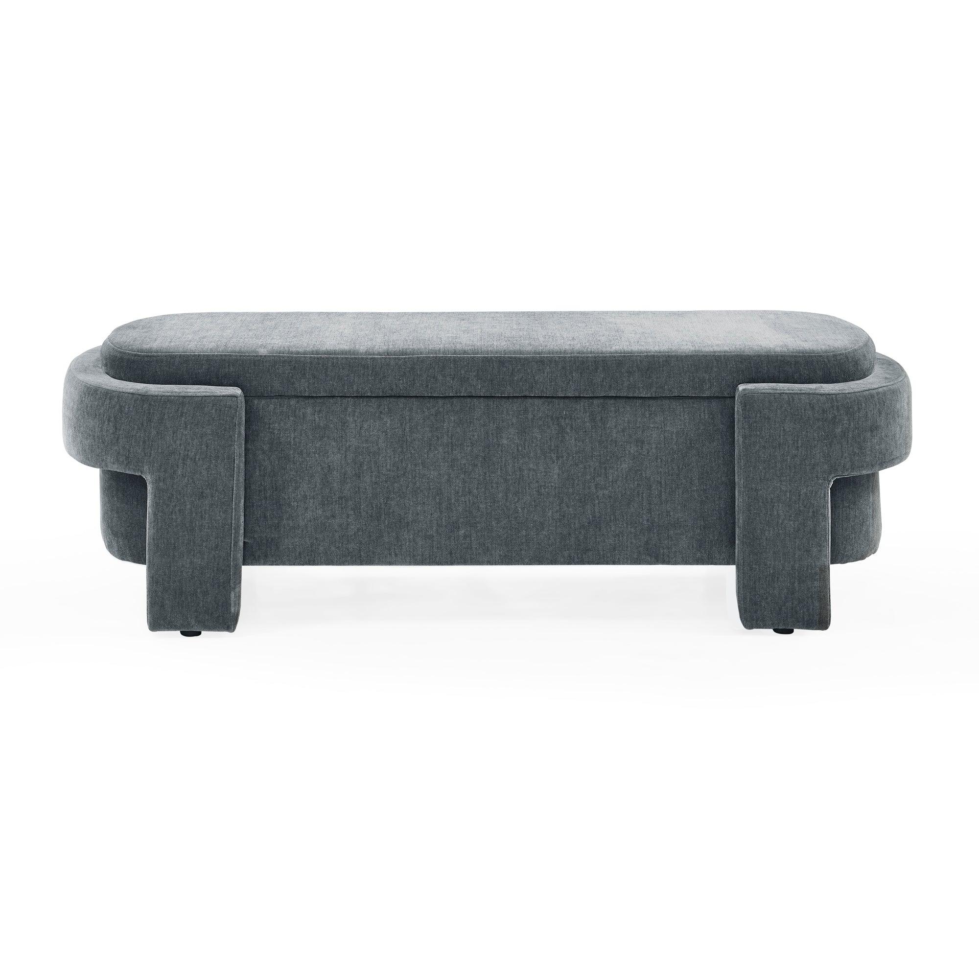 Chenille Upholstered Storage Bench with Large Capacity - 51.5
