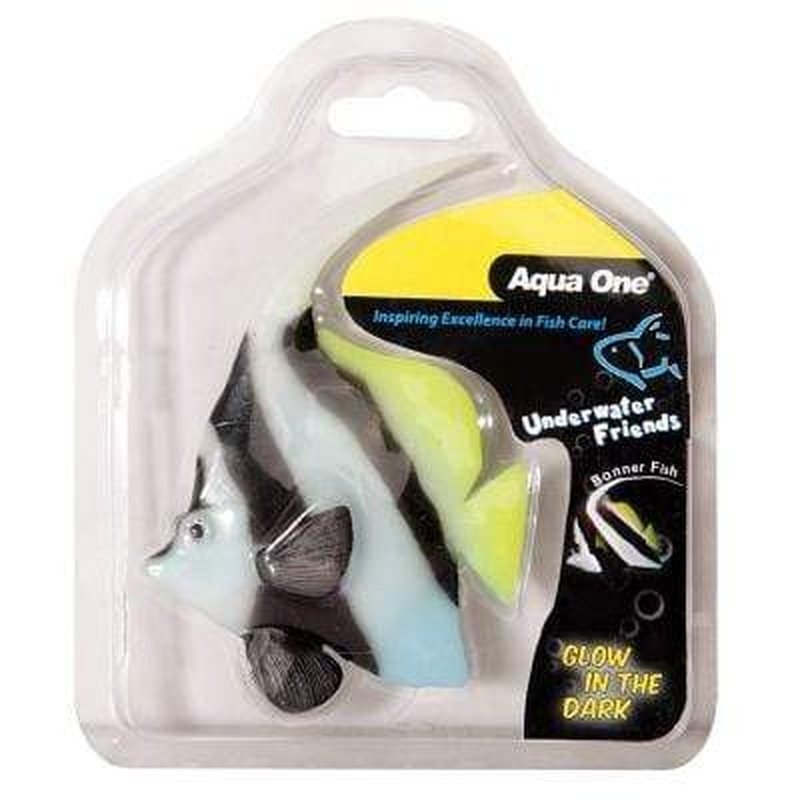 Aqua One Underwater Friends Glow in the Dark Floating Bannerfish - Decorative Aquarium Fish Toy for Kids & Adults - Perfect for Nighttime Ocean-Themed Bedrooms & Party Decorations