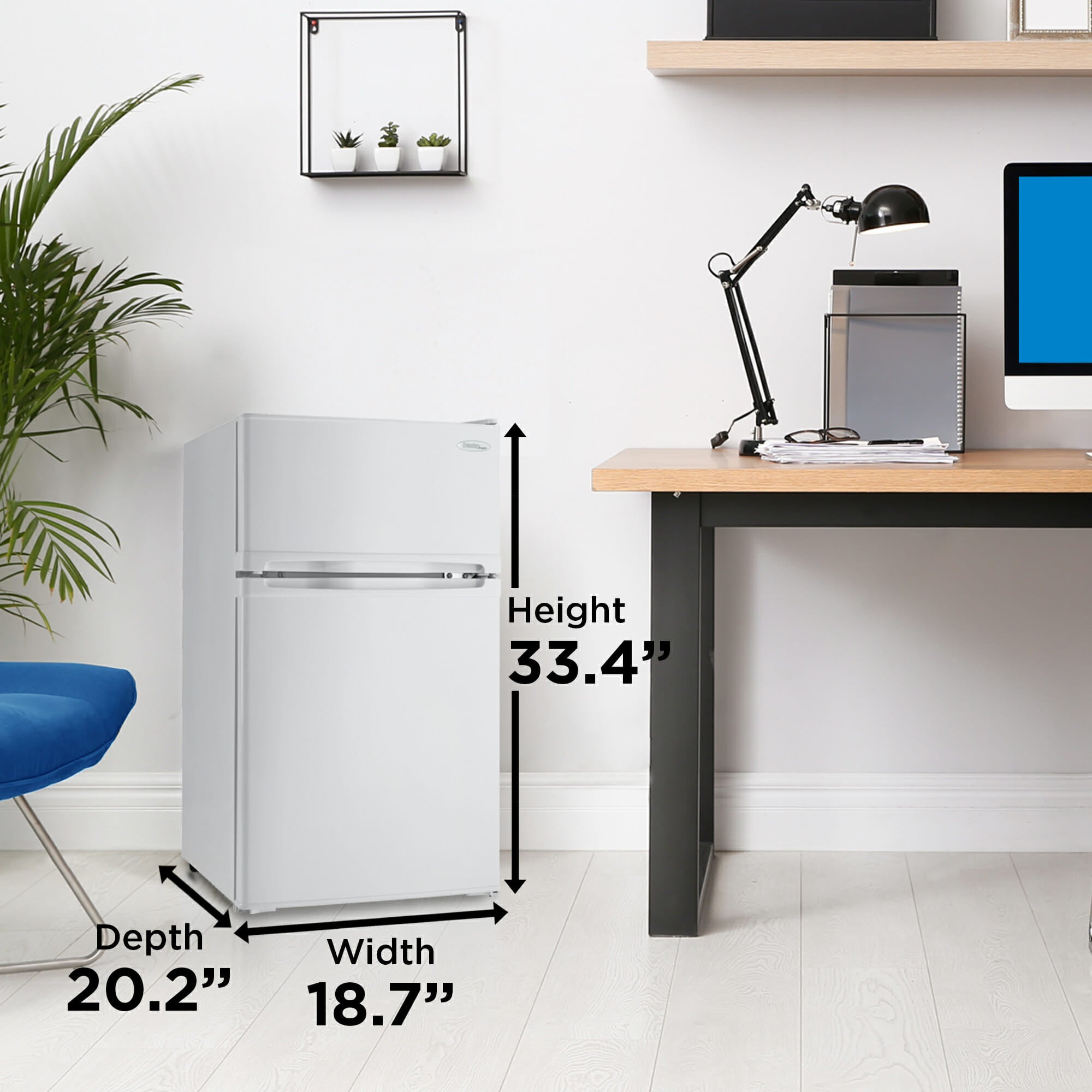 Danby DCR031B1WDD 3.1 cu.ft Compact Refrigerator with 2 Doors - White Mini Fridge for Dorm, Office, Bedroom or Apartment - Energy Efficient Small Freezer & Beverage Cooler