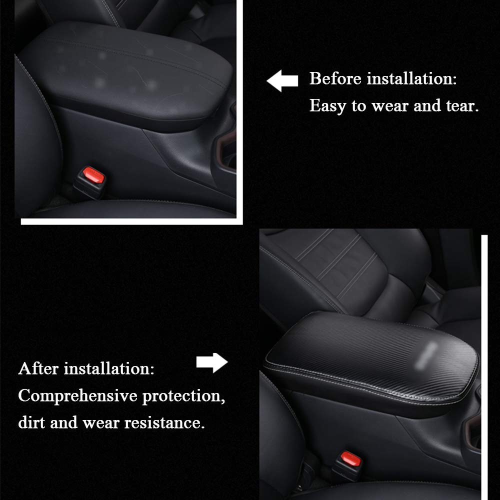 Premium Car Armrest Cover for Toyota RAV4 2019-2025 - Black Carbon Fiber Center Console Protector Pad | Durable Interior Accessories | Perfect for Long Drives & Daily Commutes