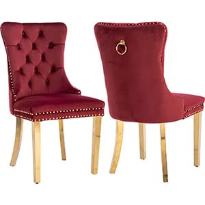 I-2 Burgundy Velvet, Gold Legs