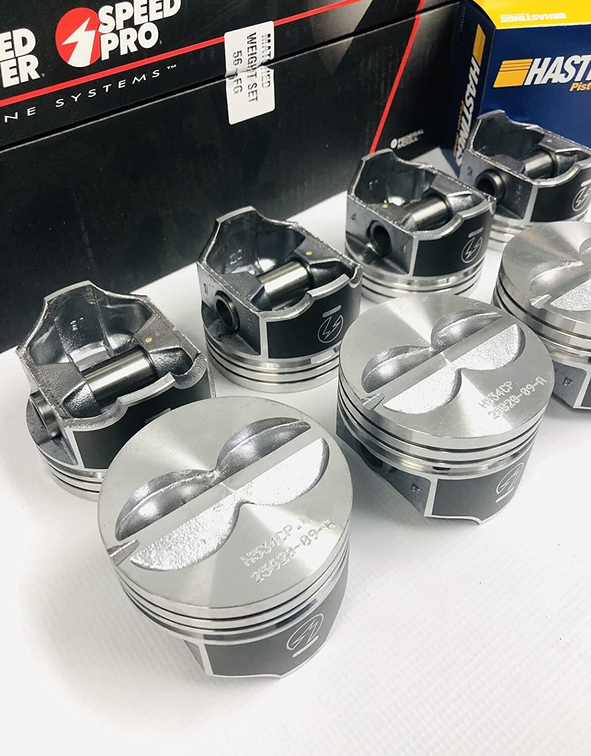 SPEED PRO Hypereutectic Flat Top Pistons Set with CAST Rings - Compatible with Chevy SB 305 5.0L 040 - High Performance Engine Upgrade for Racing & Street Use