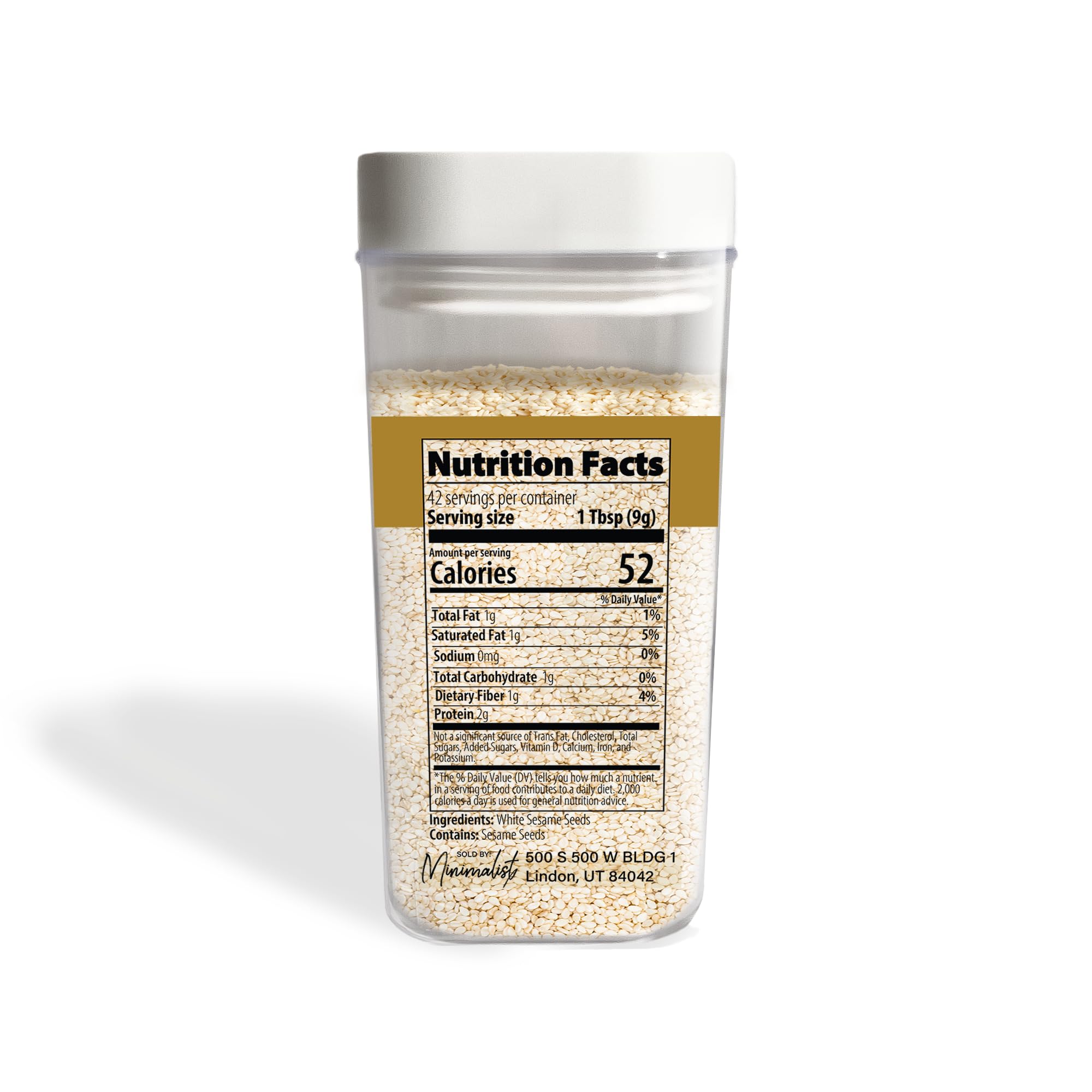Organic White Sesame Seeds 13.6 oz - Non-GMO, Crunchy Topping for Sushi, Salads & Chicken - Minimalist Reusable Packaging - Perfect for Asian Cooking, Baking & Healthy Snacks
