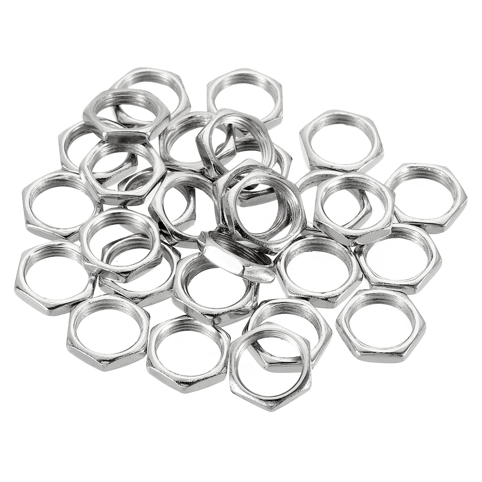 PATIKIL M10 x 0.75 Steel Hex Nuts, 30 Pack - Metric Thread Zinc Plated Nuts for Bolts & Fasteners - 3mm Height - Perfect for Automotive, Machinery & DIY Projects