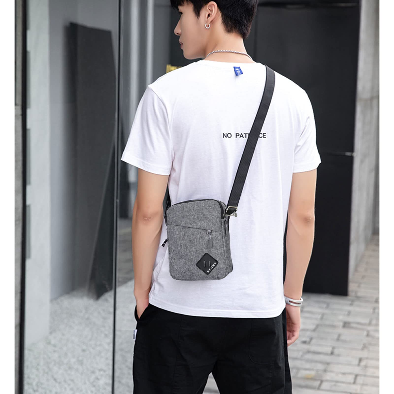 FuninCrea Men's Crossbody Shoulder Bag - Durable Nylon & Oxford Fabric Messenger Bag with Zipper & Adjustable Strap - Perfect for Travel, Work, Gym & Everyday Carry