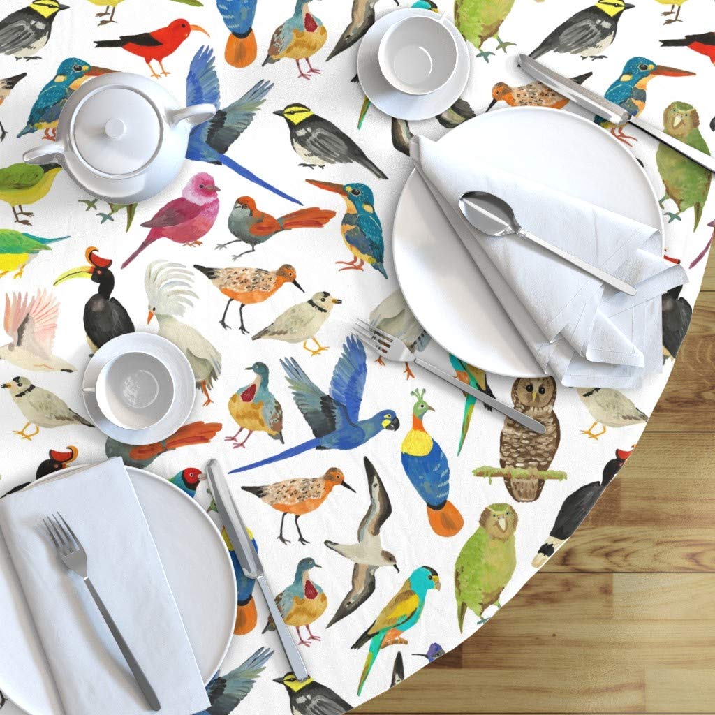 Custom Watercolor Print Endangered Birds Tablecloth - 70