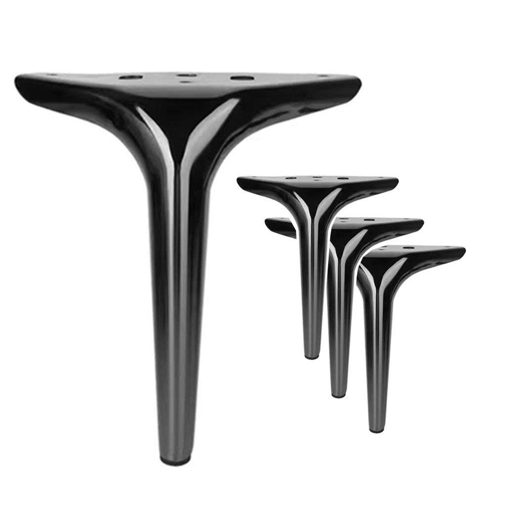 Black Furniture Legs Set of 4 - 12cm/4.7inch Sofa Legs, Table Legs, Chair Legs, Bench Legs - Heavy Duty Replacement Legs for Bed, Closet, Desk & End Table - Perfect for Home Office & Living Room Furniture Upgrade