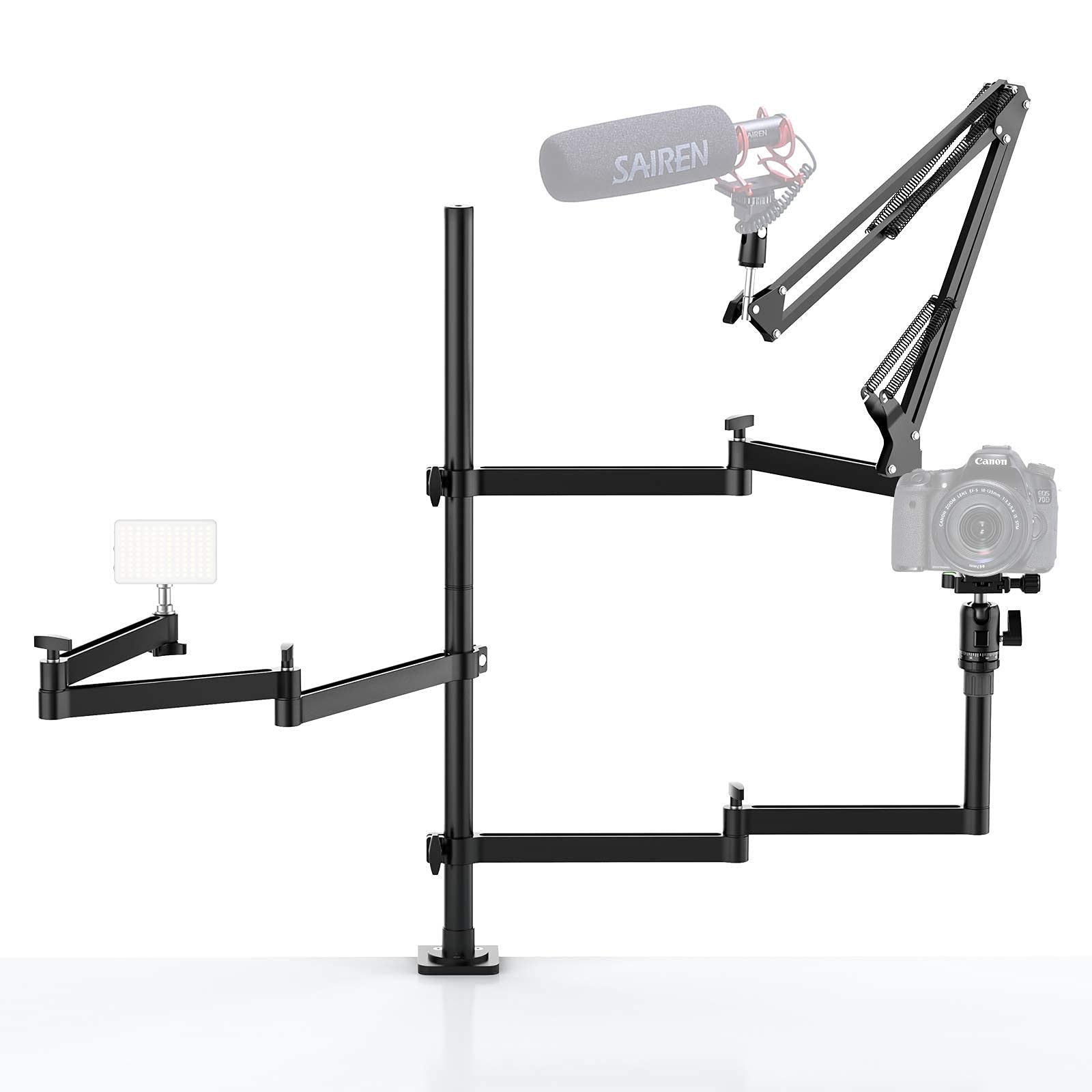VIJIM LS11 Camera Desk Mount with Auxiliary Holding Arm + ULANZI Flexible Desk Mount Stand - Perfect for Live Streaming, Vlogging & Video Conferencing