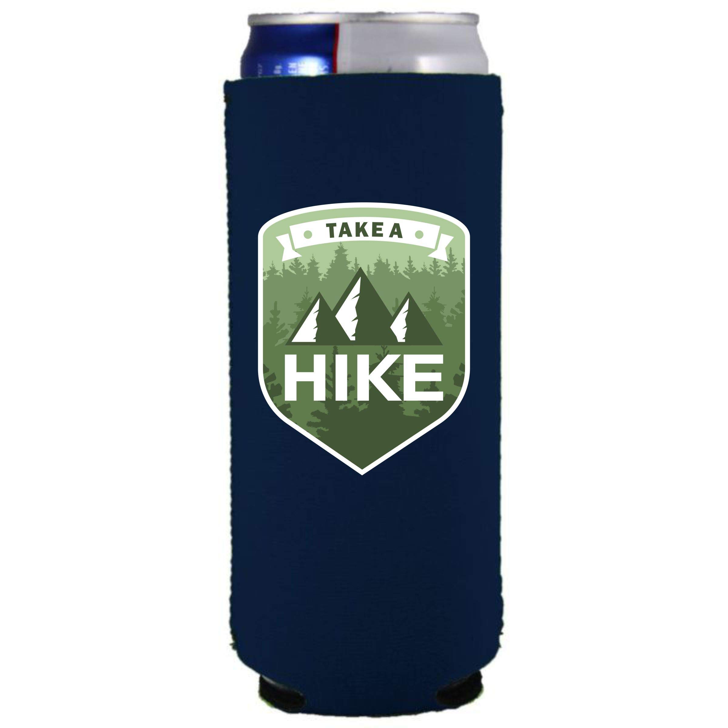 Take A Hike Slim Can Cooler (1 Pack, Navy Blue) - Insulated Can Holder for Hiking, Camping & Outdoor Adventures
