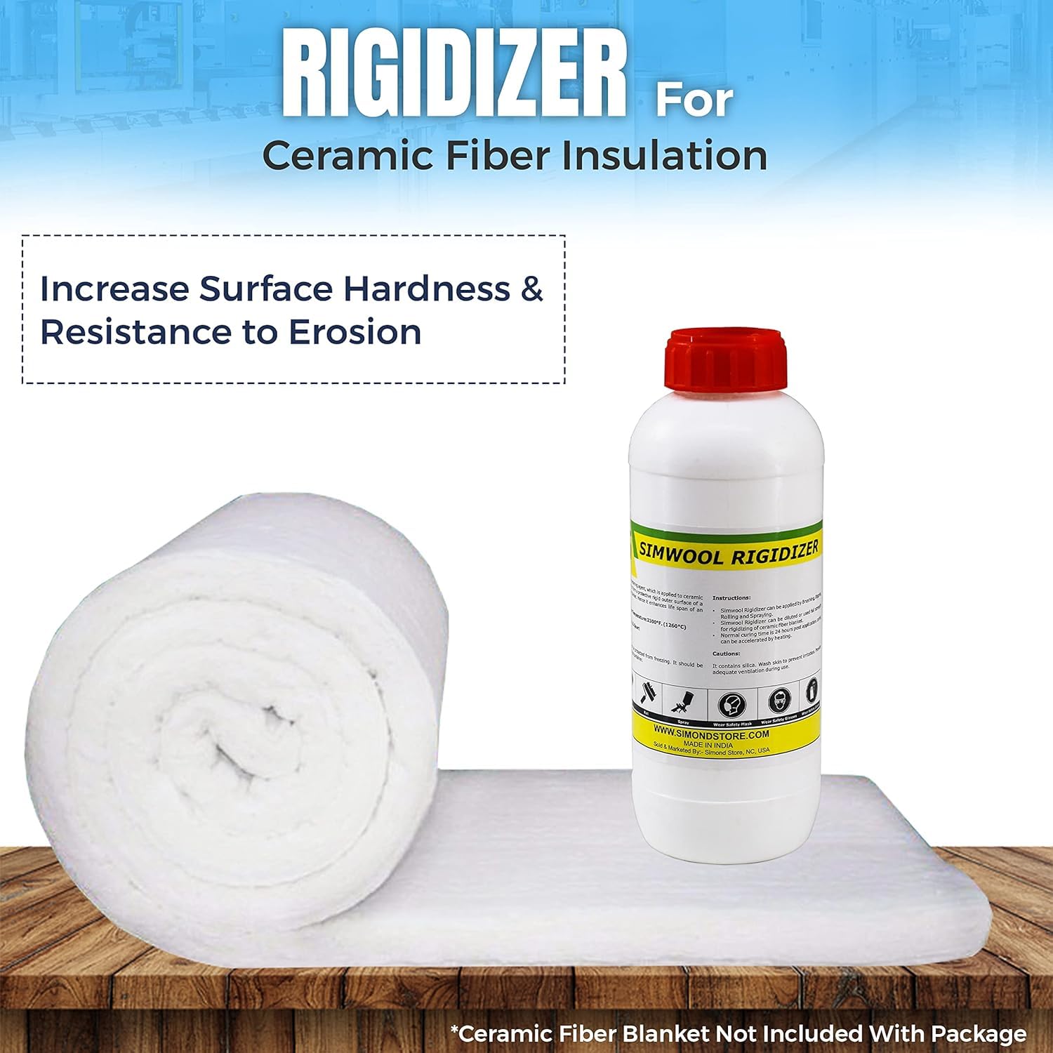 High-Temperature Ceramic Fiber Rigidizer Coating - 2300°F Fireproof Insulation for Ceramic Fiber Blankets & Boards - 1/2 Gallon Heat-Resistant Surface Treatment - Perfect for Kilns, Furnaces & Industrial Insulation Applications