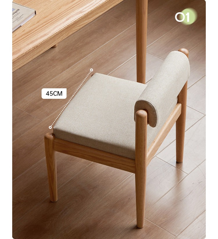 Solid Oak Wood Low Back Small Dining Chair - Modern Kitchen & Breakfast Nook Seating - Perfect for Small Spaces & Compact Dining Areas