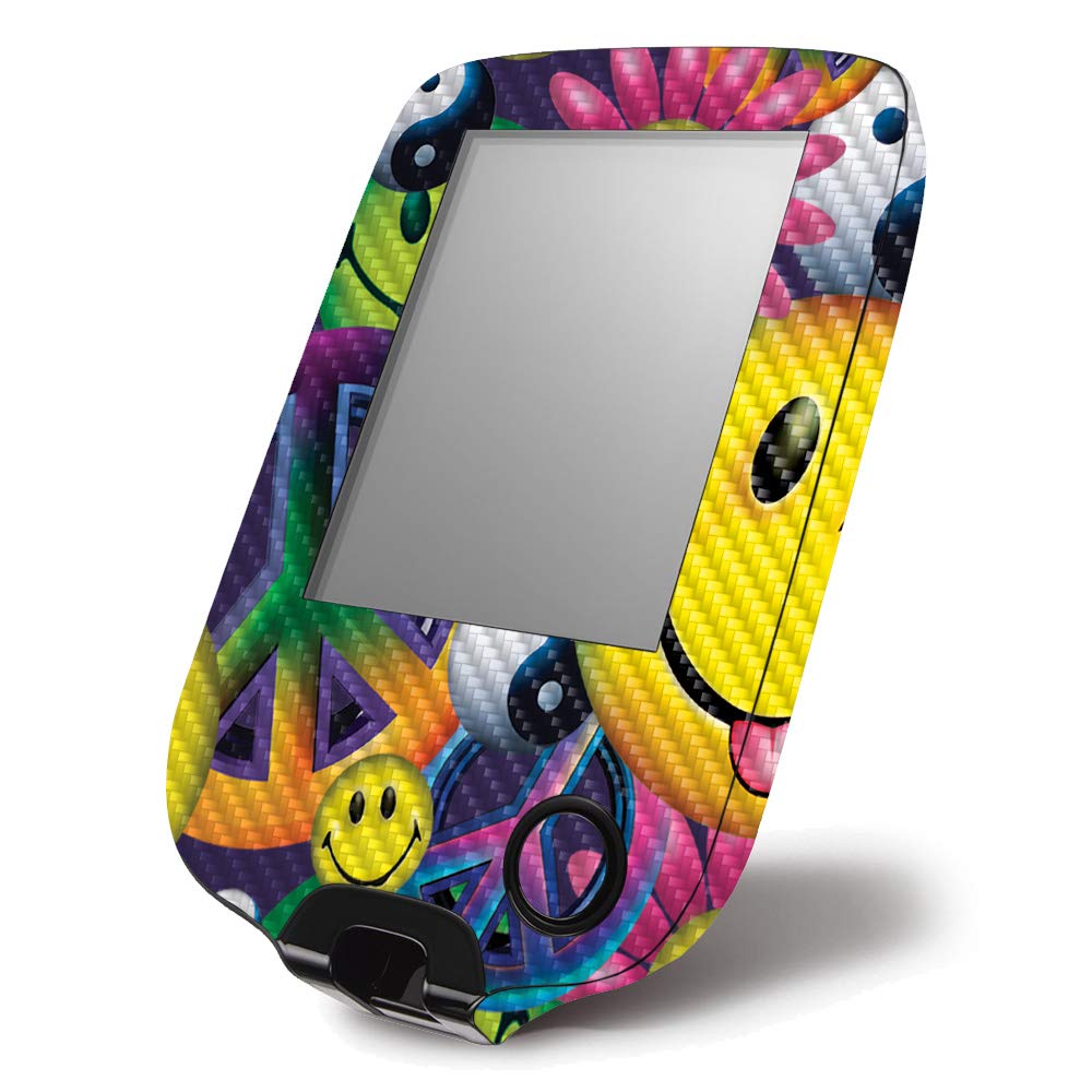 Premium Carbon Fiber Skin for Abbott Freestyle Libre 1 & 2 - Protective Durable Cover with Peace Smile Design | Easy to Apply & Remove | Made in USA | Perfect for Diabetics & Active Lifestyles