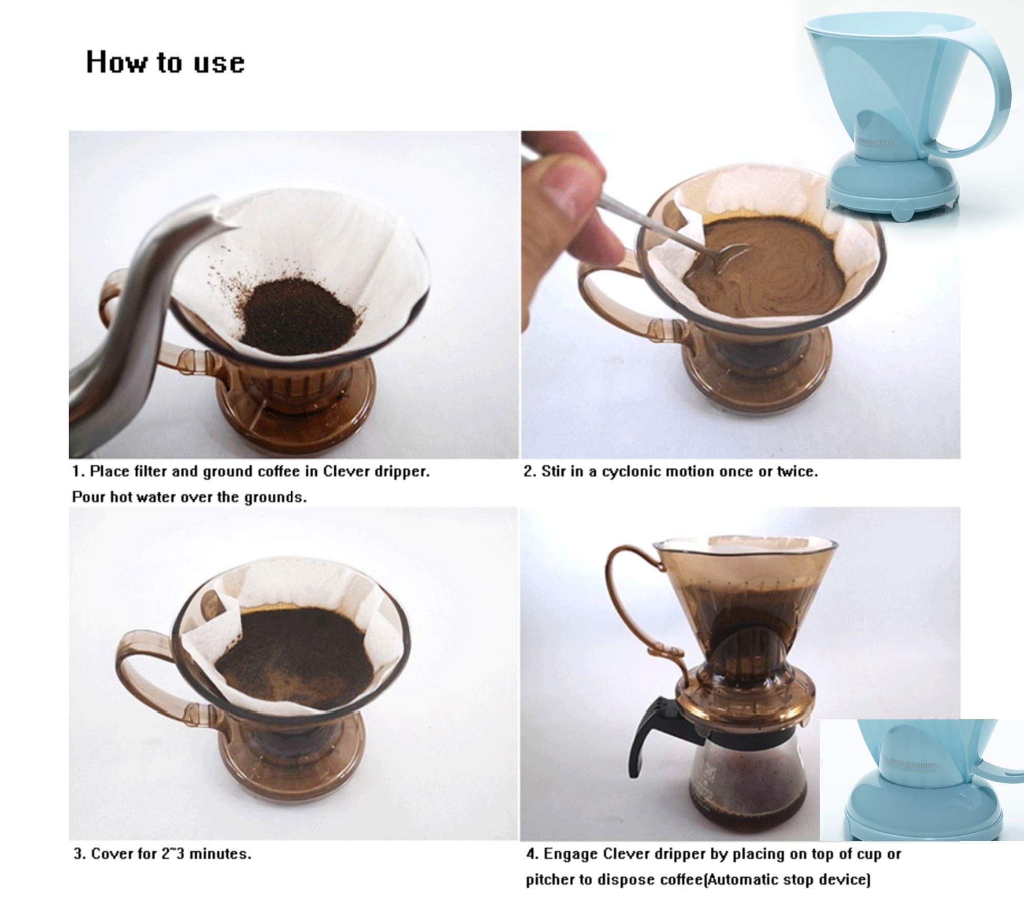 BPA-Free Plastic Coffee Dripper - Hassle-Free Pour Over & Cold Brew for Home/Office