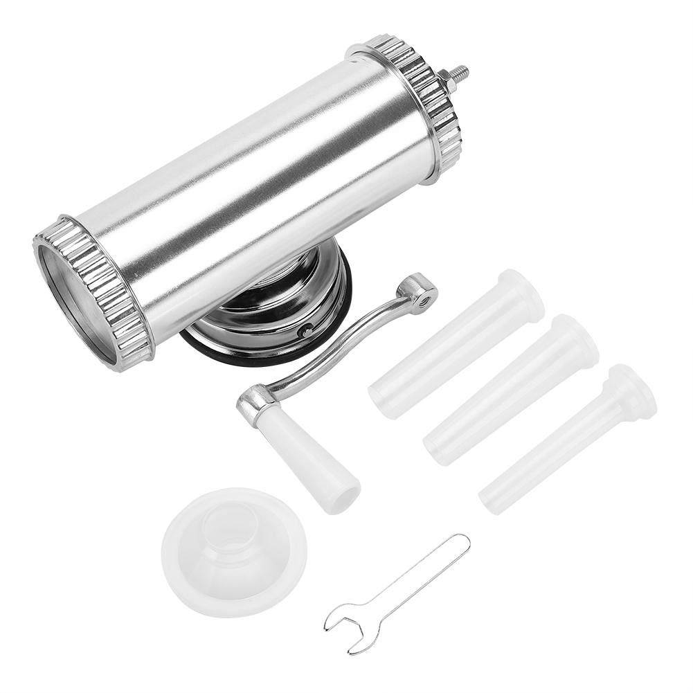 Premium 2-Piece Aluminum Alloy Sausage Stuffer Maker Kit with 3 Nozzle Sizes - Heavy Duty Meat Filler for Home Kitchen & Commercial Use - Perfect for Sausage Making, Ground Meat Filling & Food Prep