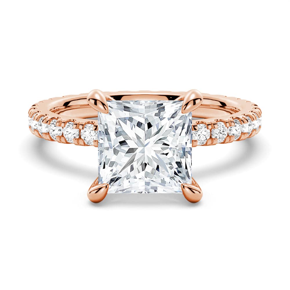 Princess Cut Moissanite Engagement Ring with Eternity Pave Band - Sparkling Wedding Jewelry for Brides, Anniversary Gifts & Romantic Proposals
