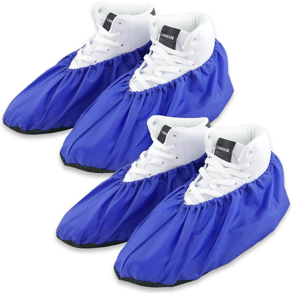Waterproof Reusable Shoe Covers for Contractors - Non-Slip Washable Boot Protectors (2 Pairs, XL, Blue) - Keep Floors & Carpets Clean for Real Estate, Construction & Home Use