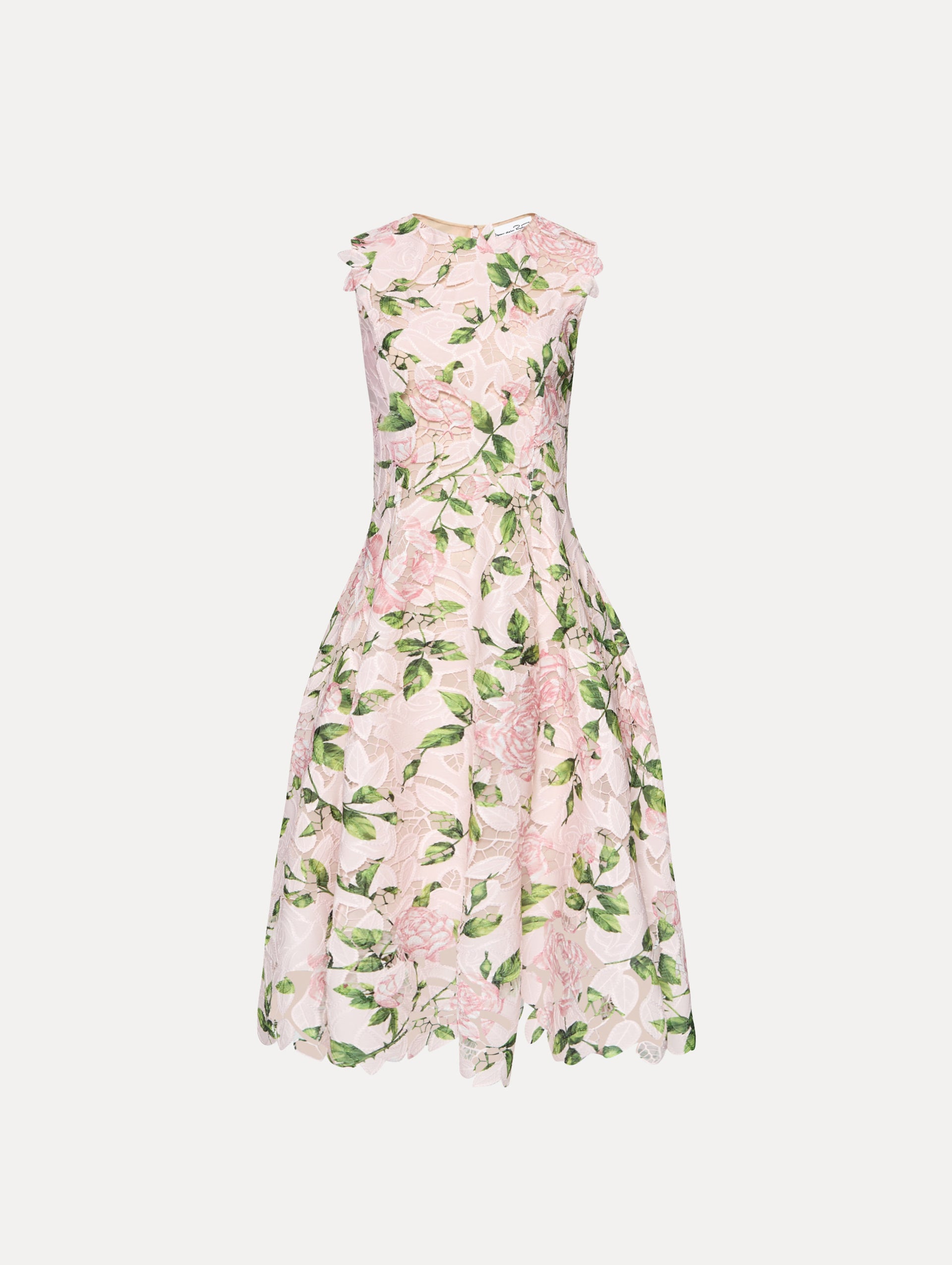 English Rose Guipure Sleeveless Floral Lace Dress for Women - Elegant Summer Cocktail Party & Wedding Guest Outfit