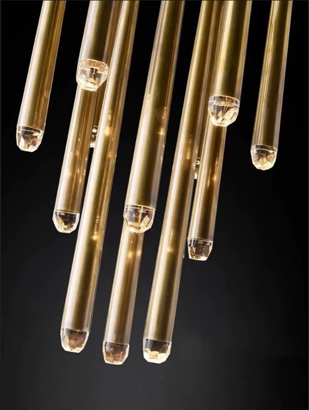 Modern Crystal Chandelier for High Ceiling Living Room, Dining Room & Entryway - Elegant Lighting Fixture for Luxury Home Decor & Wedding Venues