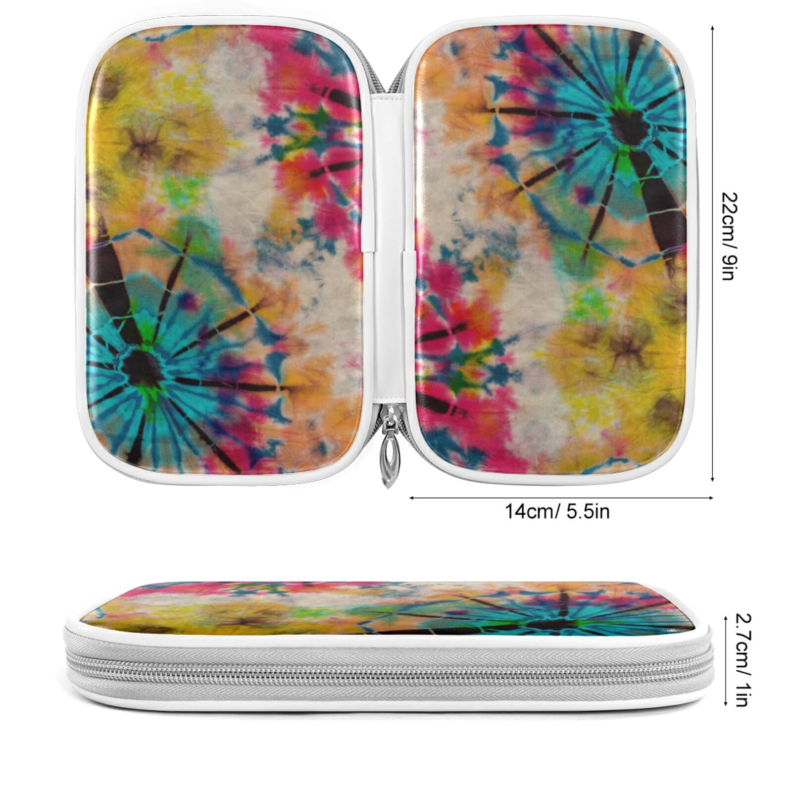 ZZKKO Tie Dye Boho Pencil Case with Zipper - Stylish Pouch for Pens, Makeup & School Supplies | Perfect for Office, College & Travel Organization (Bohemian Design)