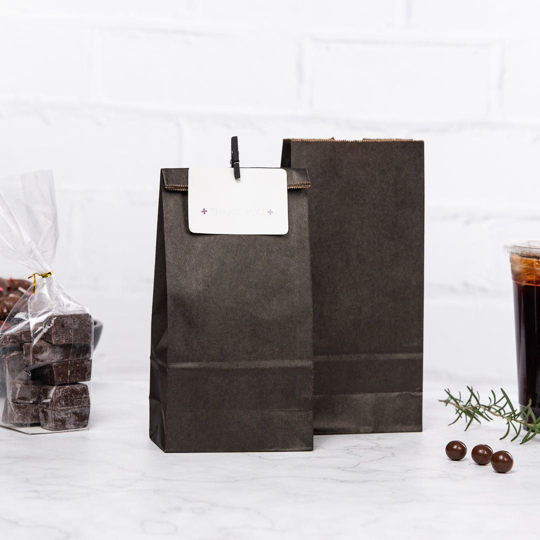 Premium Black Paper Bags 2 lb Capacity - 4.25