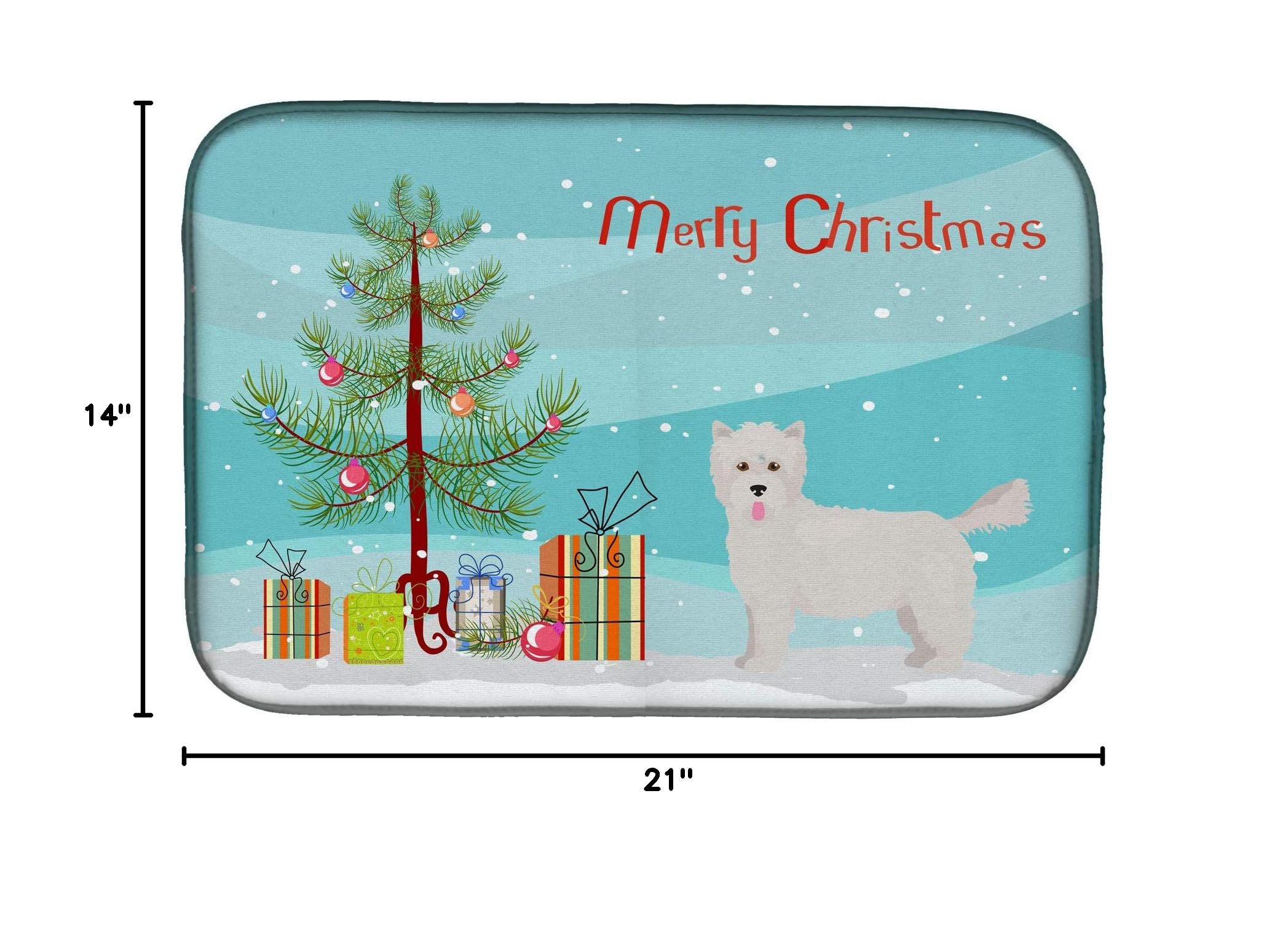 Westiepoo Christmas Tree Dish Drying Mat - Absorbent Kitchen Counter Mat for Holiday Decor & Dishes