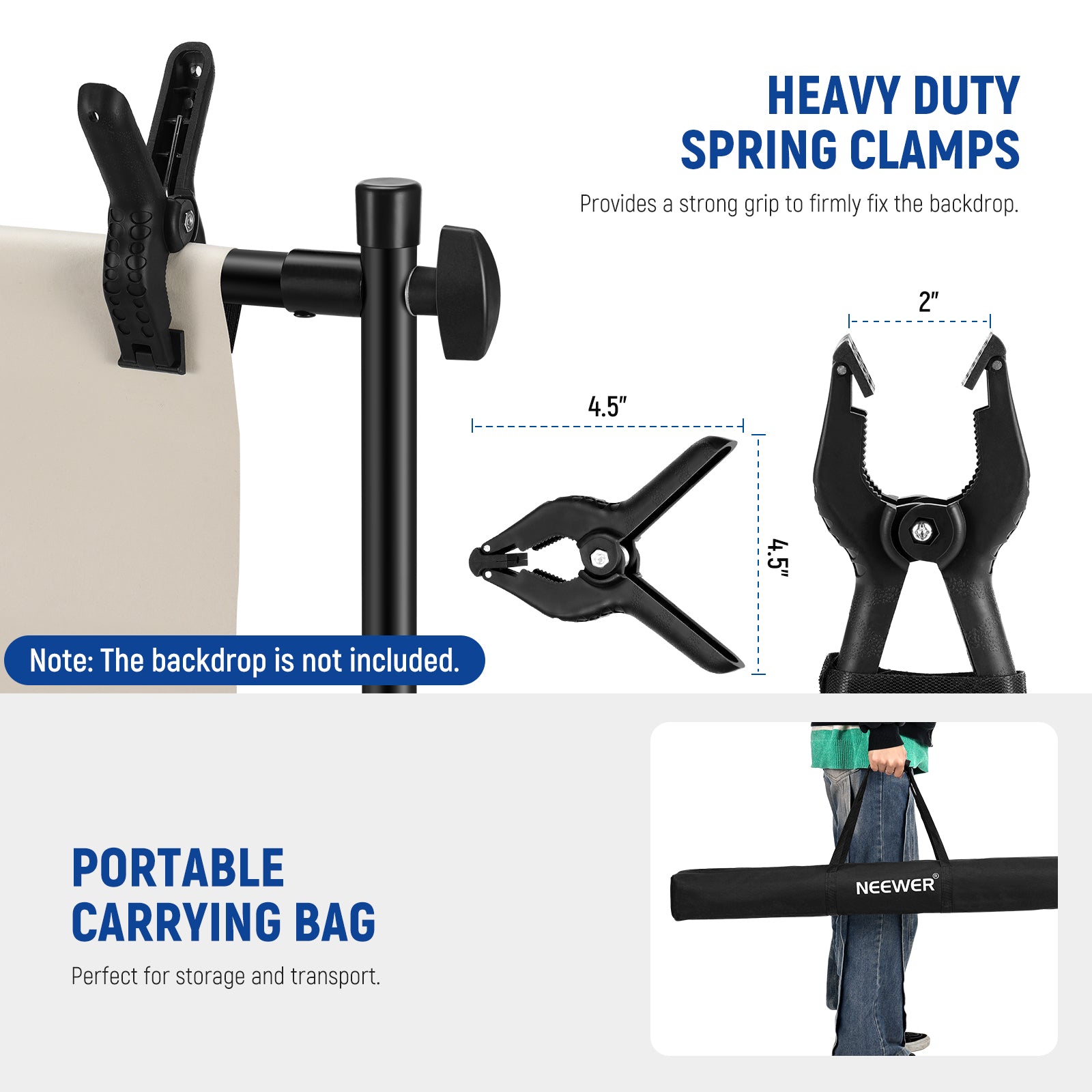 NEEWER NK ST300 10 x 8ft Backdrop Stand - Heavy Duty Photography Background Support System for Studio, Portrait & Video Shooting - Perfect for Events, Weddings, YouTube & TikTok Content Creation