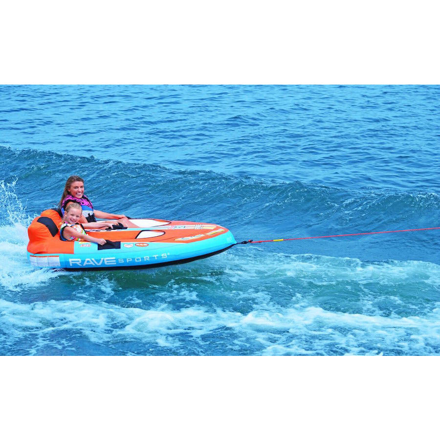 Rave Tirade II 2-Person Towable Tube - Heavy Duty Inflatable Water Tube for Boating & Lake Fun - Perfect for Summer Water Sports with Friends & Family