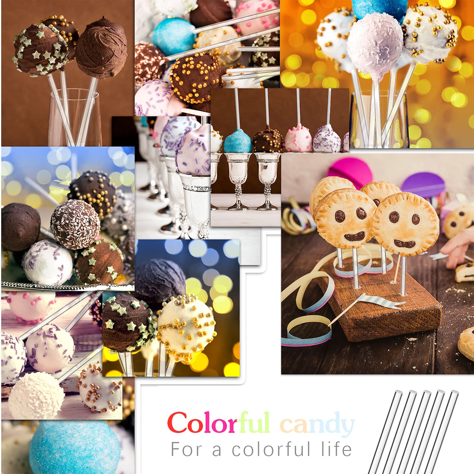 Zopeal 200-Pack Clear 4-Inch Acrylic Lollipop Sticks for Cake Pops, Candy Treats & Desserts | Perfect for Wedding Favors, Halloween, Christmas Baking, Chocolate Cookies & DIY Party Decorations