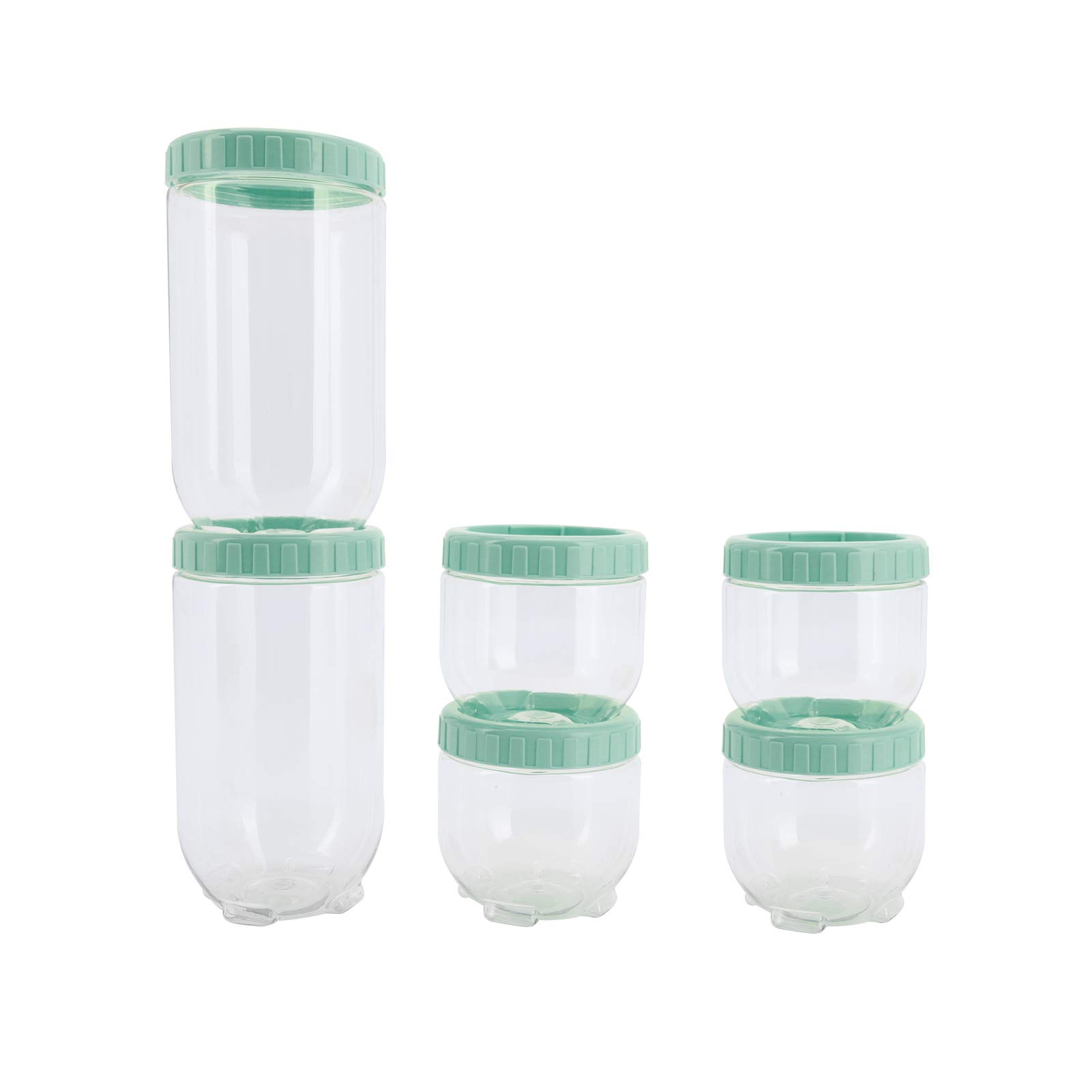 MorNon 6-Piece Airtight Plastic Food Storage Container Set - Kitchen Canisters for Pantry Organization, Tea, Sugar, Coffee & Candy Storage - BPA-Free, Stackable Design (Blue) | Perfect for Countertop Display & Bulk Food Organization