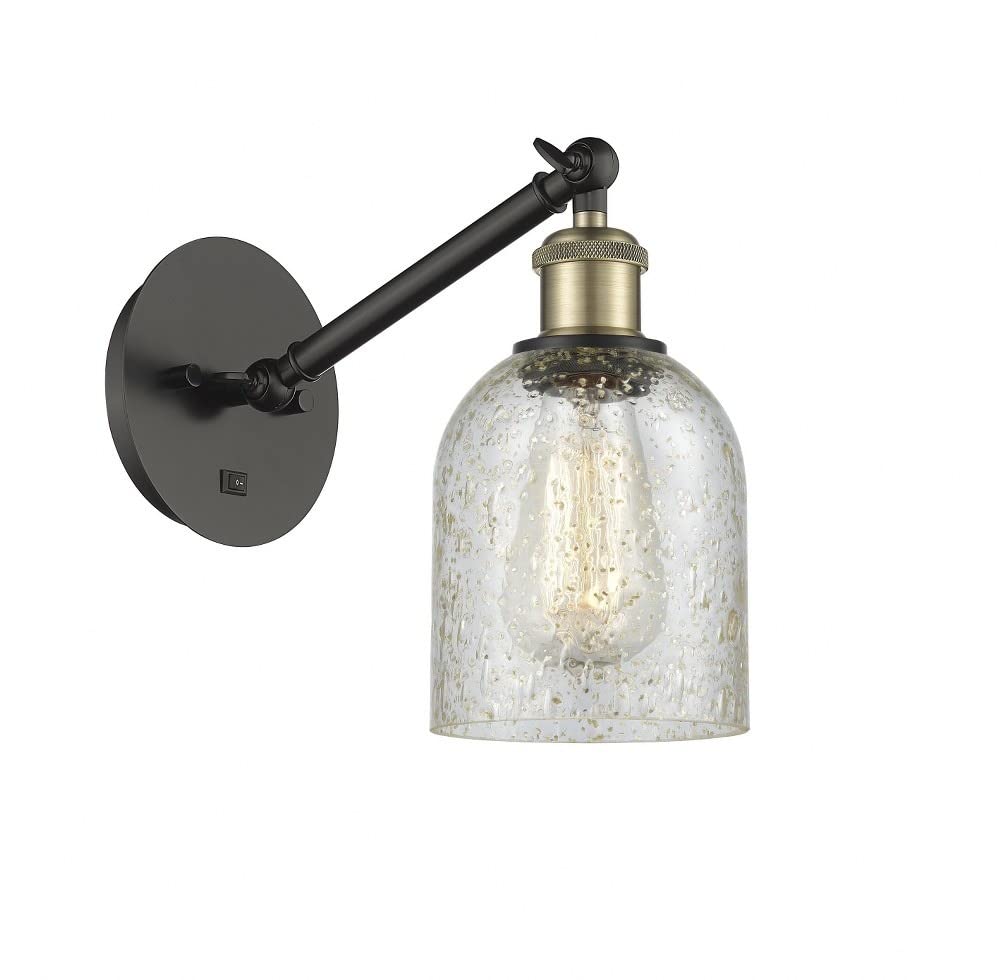 Industrial Style LED Wall Sconce Light - 1 Light Mica Glass Shade Fixture, 11.38