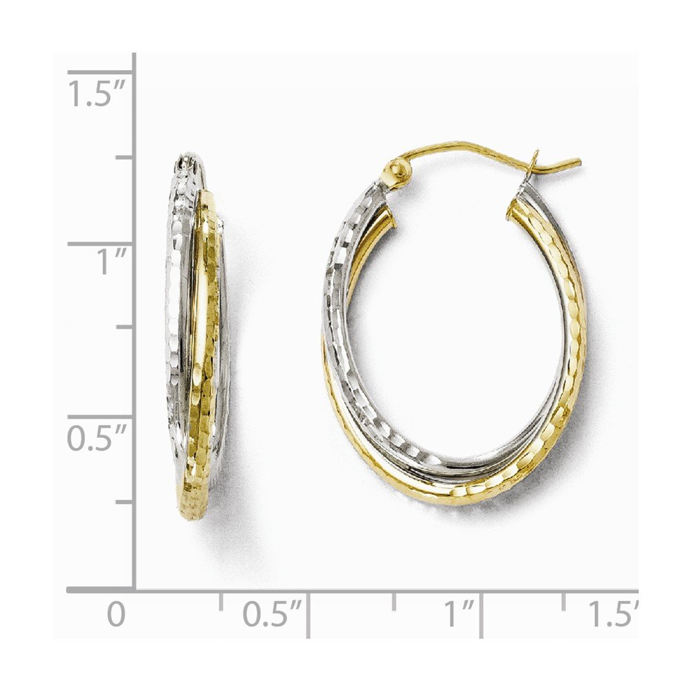 10K Two-Tone Gold Textured Hinged Hoop Earrings for Women - Elegant Statement Jewelry for Parties, Weddings & Everyday Wear