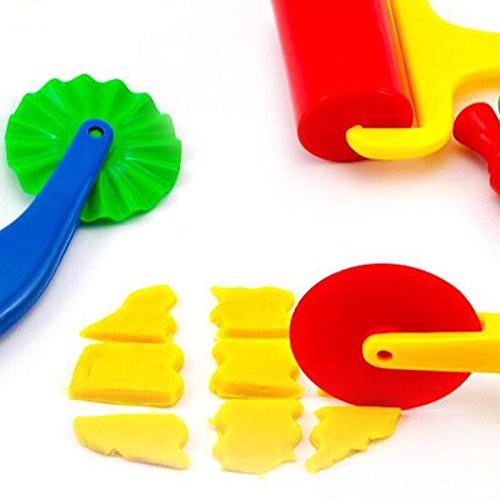 DesignerBox 6-Piece Clay Dough Tools Kit - Art Modeling Set with Rollers, Molds & Cutters - Plastic Play Dough Tools for Kids - Perfect for DIY Crafts, School Projects & Sensory Play Activities
