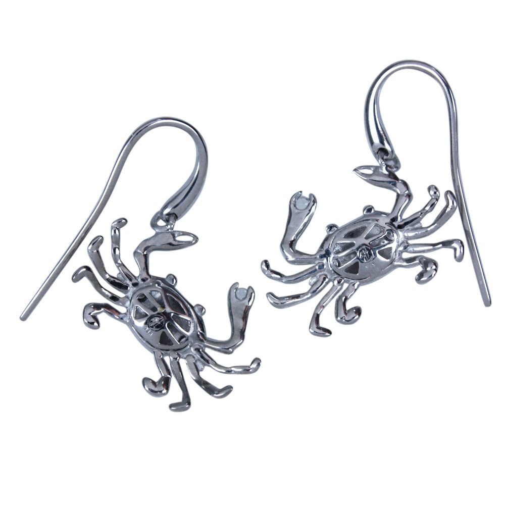 Blue Crab Dangle Earrings - Sterling Silver & Enamel Jewelry for Women | Beach Vacation, Summer Outfit & Coastal Style Accessories