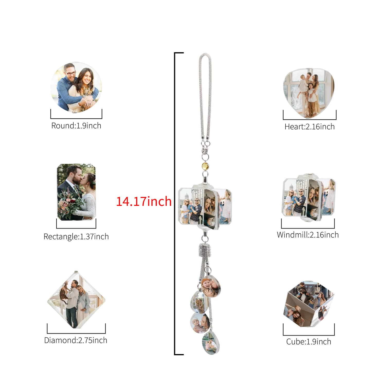 Custom Photo Crystal Car Hanging Ornaments - Personalized Aesthetic Mirror Car Accessories for Family & Friends | Perfect for Car Interior Decoration & Gift Giving