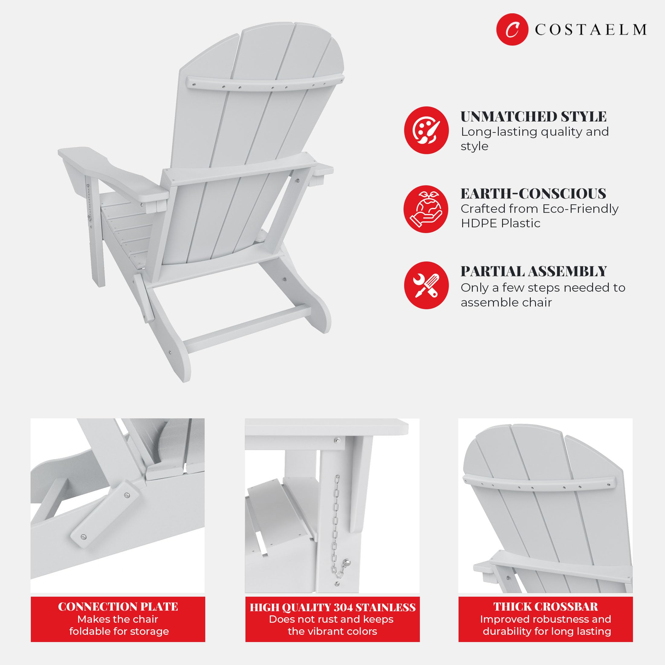 Premium Outdoor Folding Chair - All-Weather Patio Seating for Backyard, Garden, Pool & Firepit - White Adirondack Style Lawn Chair for Camping, Beach & Parties (Portable & Durable)