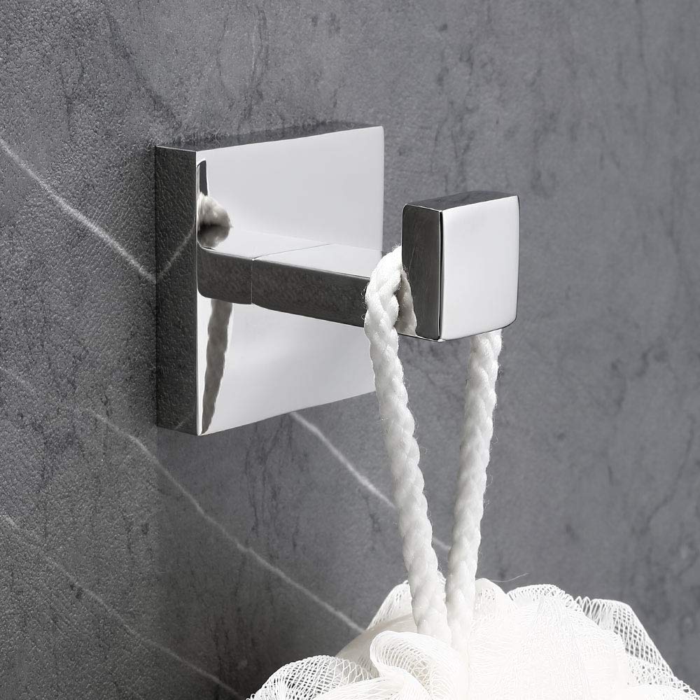 Stainless Steel Wall Mounted Bathroom Towel Hook - 304 Chrome Finish Towel Hanger & Robe Hook for Bathroom, Kitchen, Bedroom - Durable Coat Hanger for Home & Hotel Use