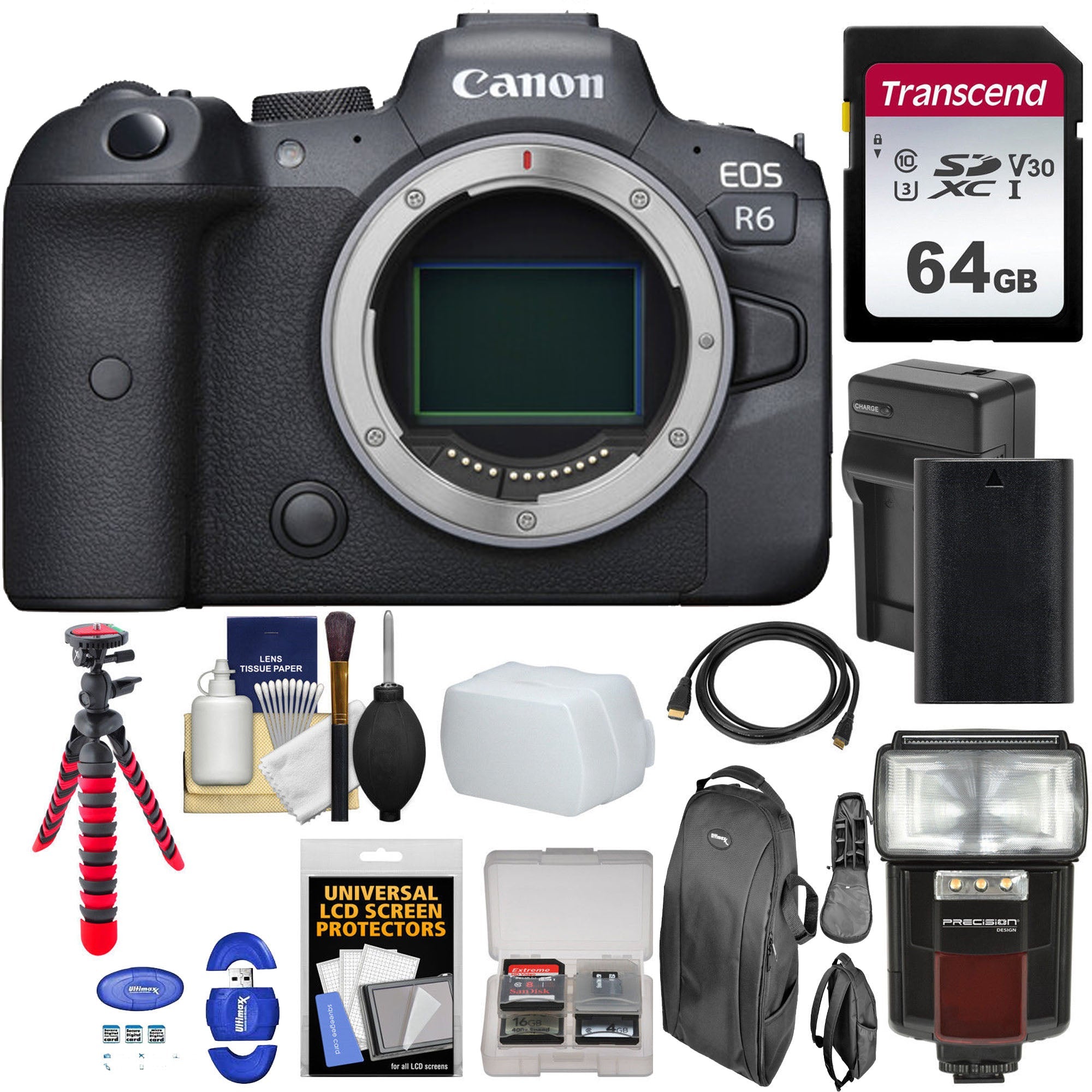 Canon EOS R6 Full Frame Mirrorless Digital Camera Body with SanDisk 64GB Extreme PRO SD Card - Professional Photography, Vlogging & Travel Shooting