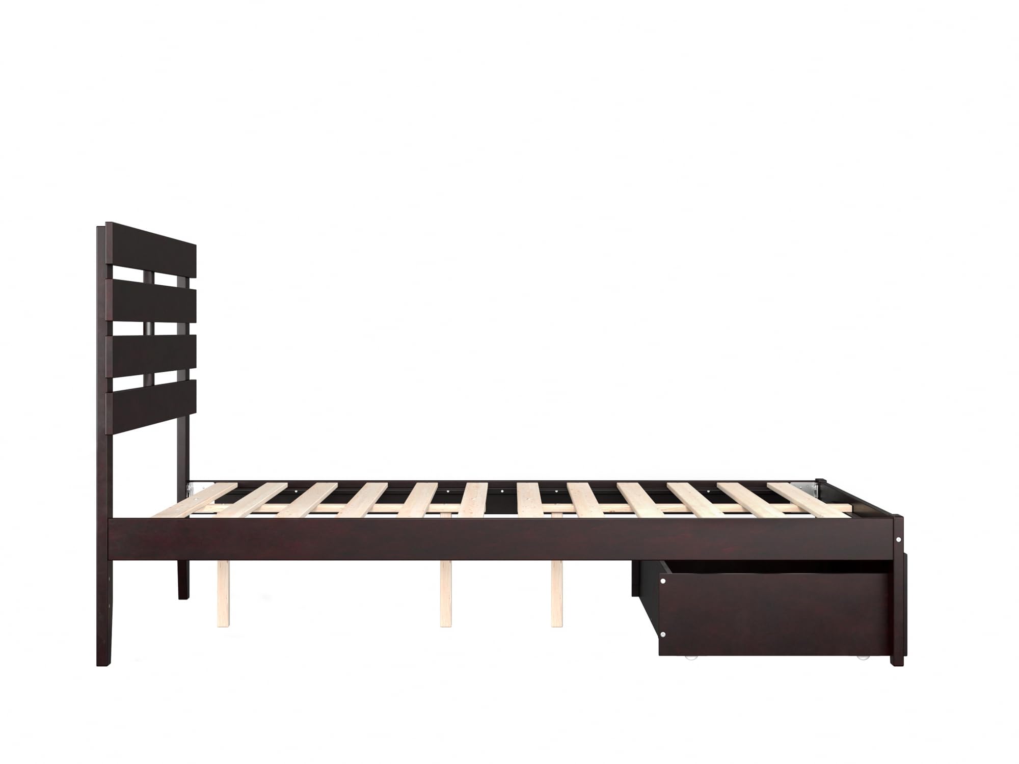 AFI Oxford Full Size Platform Bed Frame with Storage Drawer & USB Charging Station - Espresso Finish, Modern Bedroom Furniture for Small Spaces & Apartments
