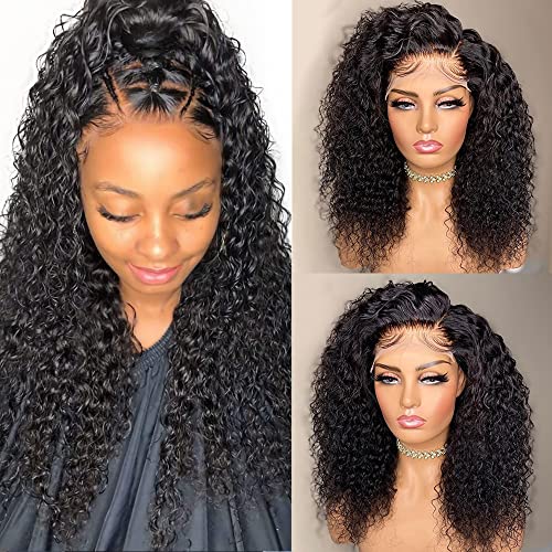 Brazilian Human Hair Wig for Black Women - 18 Inch Deep Kinky Curly Lace Front Wig with Baby Hair, 180% Density, 13x4 HD Lace Frontal, Natural Color | Perfect for Daily Wear, Cosplay, and Special Occasions