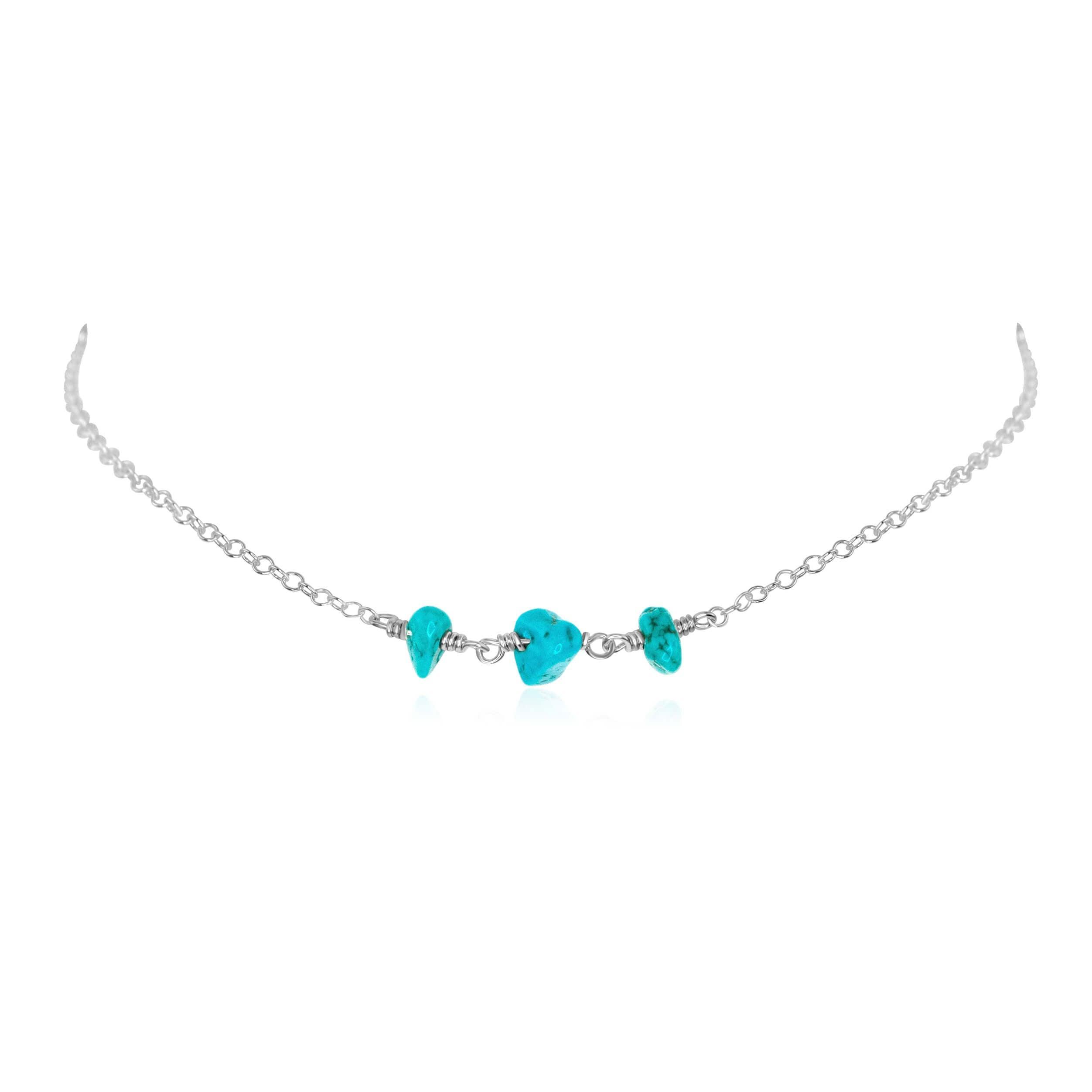 Turquoise Beaded Chain Choker Necklace for Women - Boho Chic Handmade Beaded Jewelry - Perfect for Festivals, Weddings & Everyday Wear